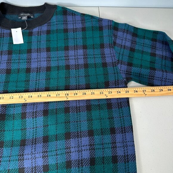 Ann Taylor Crew Neck Sweater Size XL Plaid Rainforest Relaxed fit - Picture 8 of 11